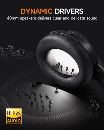 Picun Hydrid Active Noise Cancelling Headphones with ENC, 120H Playing Time with Transparency Mode, Hi-Res Audio & Deep Bass Foldable Wireless Headphones with Mic for Travel, Home, Office - Image 6