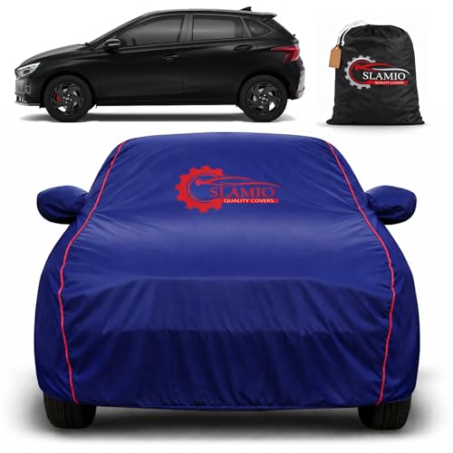 Image of Premium 100% Waterproof Car Cover for Hyundai's i20 Knight Edition 2023-2026 Models | All-Weather, UV & Dust Protection | Heavy-Duty 3-Layer Fabric | Custom Fit & Antenna Pockets | Navy Blue