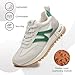 somiliss Sneakers for Women Genuine Leather Suede Patchwork Casual Lace Up Non-Slip Walking Shoes Comfortable Tennis Running Shoes Womens Fashion Sneakers Green