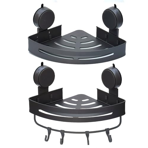 XDMASU 2Pack Suction Cup Corner Shelf No Drill Bathroom Wall Mounted Organizer Space Saving Triangle Shower Caddy for Toiletries Soap Shampoo Cosmetics grey