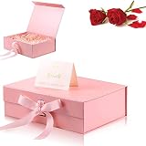 Bowknot Boite Cadeau,Boite Présentation Papier avec Ruban,Boite Carton Cadeaux avec Couvercle,Fermeture Magnétique Cadeau Boîte,Cadeau Rectangulaire Boîte Décorative,Boîte pour Fête,Mariage,Emballage.