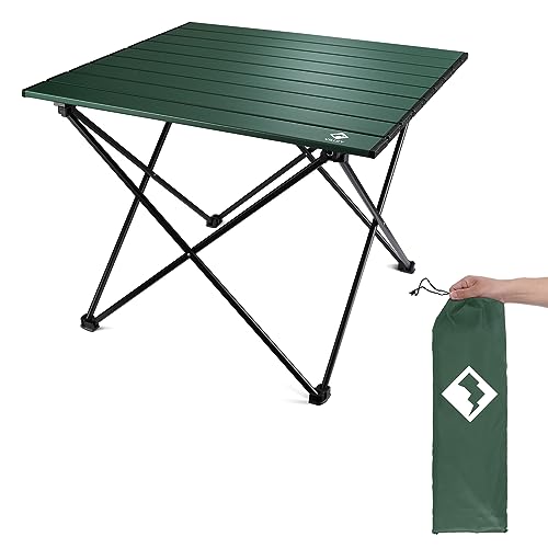 VILLEY Portable Camping Side Table, Ultralight Aluminum Folding Beach Table with Carry Bag for Outdoor Cooking, Picnic, Camp, Boat, Travel Medium 19''