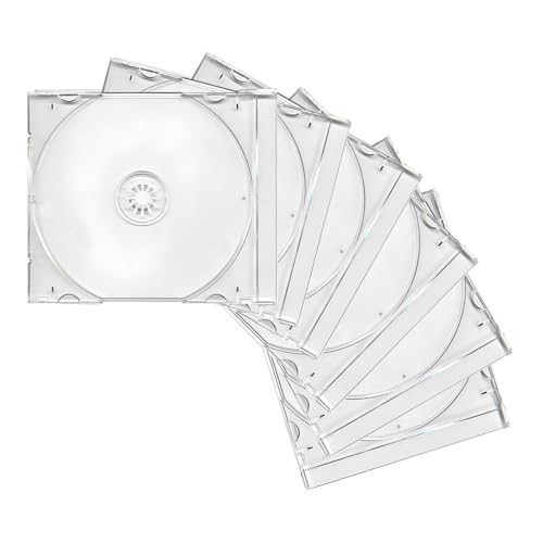 YTFRL 6 PCS Standard Single Clear CD Jewel Case, 10 mm Slim Plastic Disc Storage Case with Assembled Tray, Square-Shaped Single Disc Capacity CD Cover DVD Protection Replacement (Transparent)
