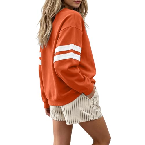 Varsity Striped Sweatshirt Women Crewneck Oversized Sweatshirt Sweat Shirts - image 5
