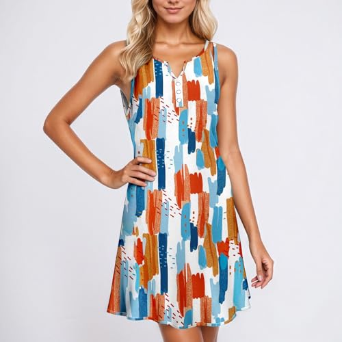 Robe boutonnée sans manches fleurie et sa coupe ample fluide
