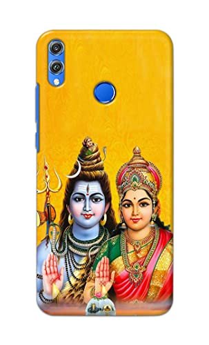 Image of PRINTFIDAA Lord Shiva Parvati Yellow Background Printed Designer Hard Back Case Cover for Honor 8X, JSN-L11, JSN-L21, JSN-L22, JSN-L23 -(SF) MVN1008
