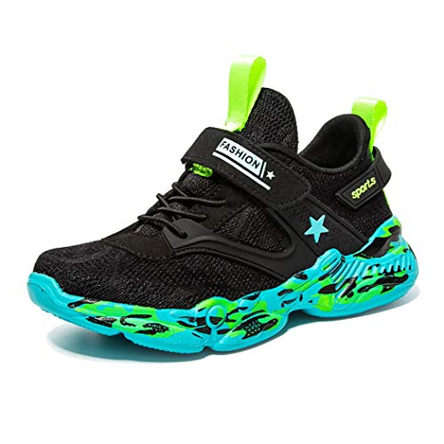 Zapatillas Unisex Niños de Deporte Velcro Ligero Transpirables Trainers para Exterior Interior