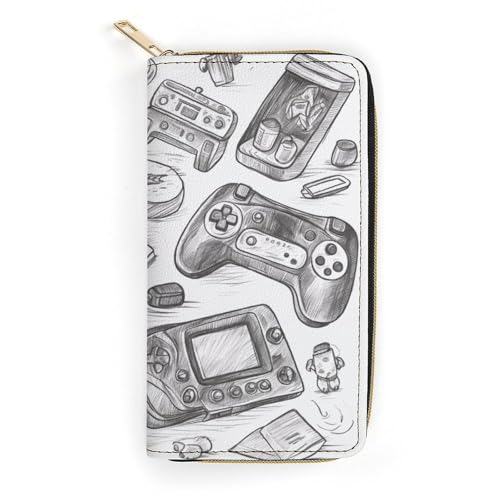 FCTVSKLN Leather Clutch Wallet with Zip, Hand Strap Wallet Purses