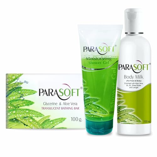 Image of Parasoft Moisturizing Face & Body Milk, Hydrating Glycerin Soap and Refreshing Shower Gel Combo with Goodness of Aloe vera for Normal to Very Dry & Sensitive Skin