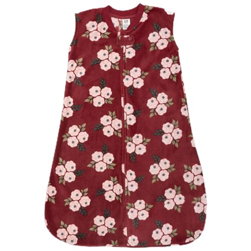 Hudson Baby Infant Girls Fleece Sleeping Bag, Sack, Blanket, Burgundy Floral, 18-24 Months