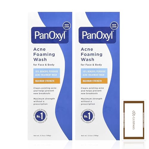 Coffret de soins de la peau : contient un nettoyant moussant PanOxil 155,9 g (lot de 2) - Duo nettoyant visage et corps avec lingette LuxPaks