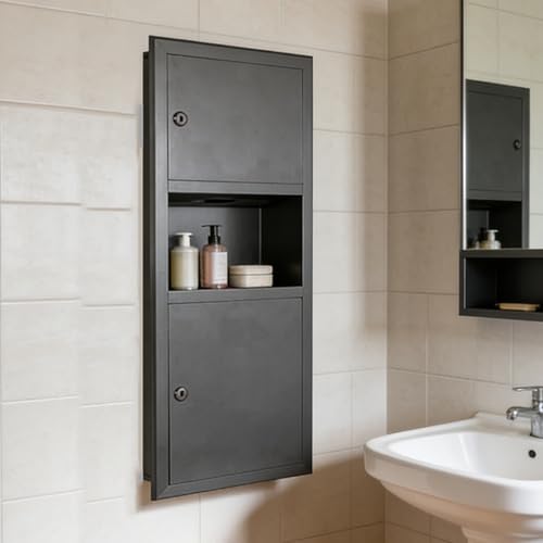 Douche encastrée avec poubelle double serrure