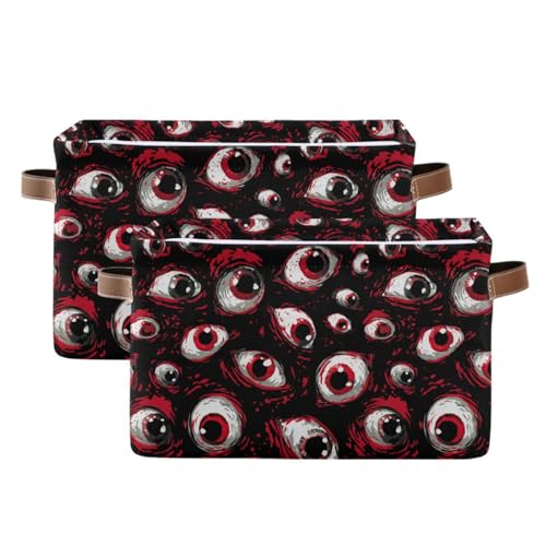 Image of Aslsiy Storage Basket Bloody Eyes Halloween Nursery Bins Baby Box Canvas Clothes Shelf Basket Laundry Hampers 2 Pcs