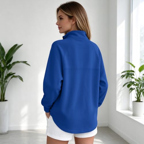 Fleece Quarter Zip Women Sweatshirt Drop Shoulder Mockneck Fall Pullover - image 5