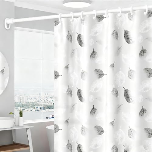 LNSYSNS Duschvorhang 180 × 200cm Bad Vorhang - Weiß Farbe Blätter...