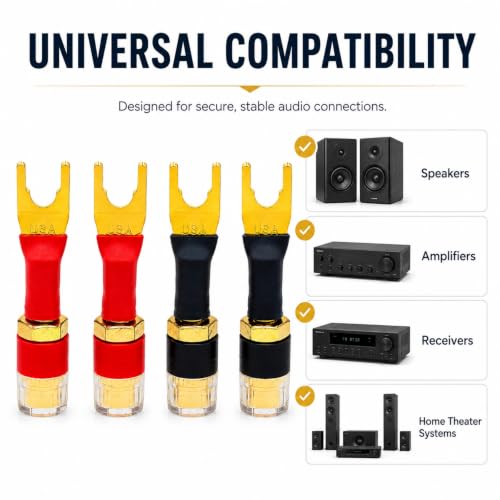 Adaptadores de cable para altavoz chapados en oro, 4 unidades miniatura 2