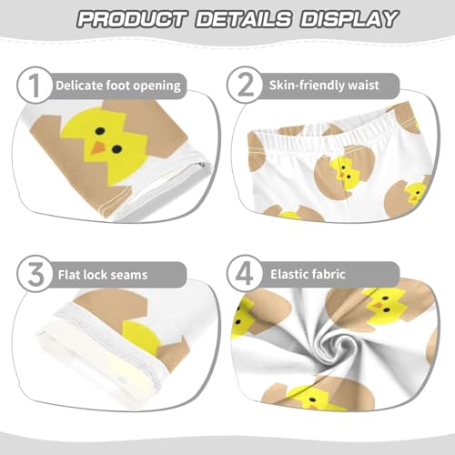 Chick in Eggshell Girls Leggings,Workout Leggings for Girls Toddler Athletic Leggings Size for 3-10T3