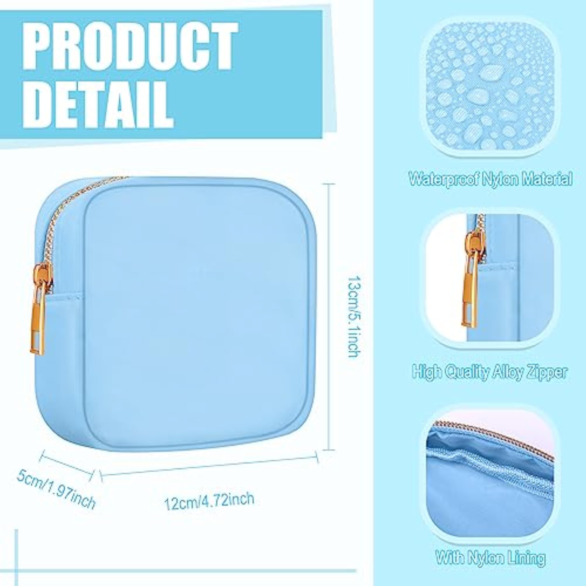 9 Pcs Mini Nylon Makeup Bag Set, Waterproof Organizer