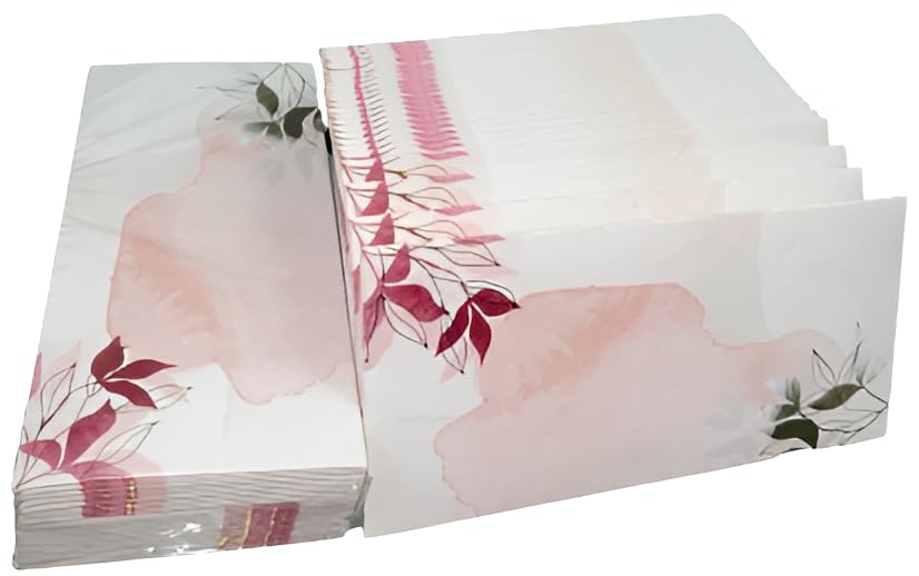 Blessings - Money/Gifting Envelopes (Set of 50) - Pink & Green Leaves Design - White Colour - Premium Shagun/Gifting Envelopes for Diwali, Weddings-picture-10