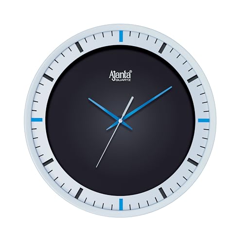 Image of Ajanta 1007 Wall Clock (12.8 Inch / 326mm) - Silent Sweep Non-Ticking Movement - Stylish Blue Home Decor Clock for Living Room, Bedroom, Kitchen