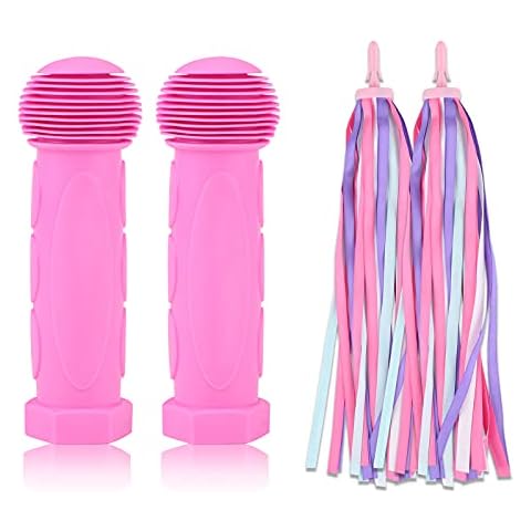 1 Pair Scooter Handle and Bike Streamers Set,Scooter Grips Bike Hand Grip with Bicycle Handlebar Streamer Bicycle Ribbon Bike Grips and Tassels Ribbons for Children's Scooters/Bike Cover