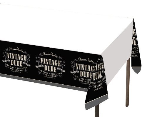Creative Converting Vintage Dude Plastic Banquet Table Cover, 54 by 108-Inch (2-Pack)