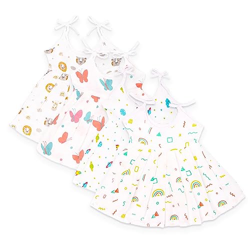 Image of Kidbea Baby Girl Dresses | Muslin Frock for Girls Summer Wear | Soft Breathable Cute Printed Frock with Tie-Up Closure
