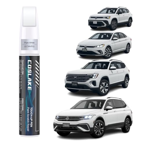 COSLAKE Car Touch Up Paint(Pure White(LC9A/0Q)) for Volkswagen, Car Paint Scratch Repair Kit, Quick & Easy Solution to Repair, 2 in 1 Scratch Remover Pen with 2PCS Disposable Micro Applicators