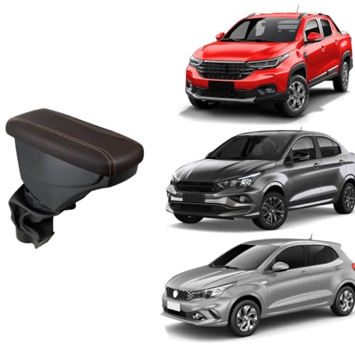 Apoio de Braço Argo/Cronos/Strada Couro marrom Costura marrom