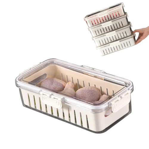 Kit 4 Organizador de Geladeira Com Tampa Hermetico Multiuso Conju...