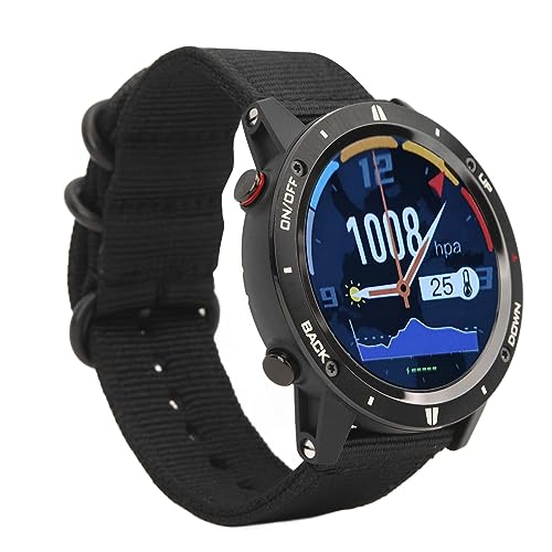 Luqeeg Reloj Inteligente Impermeable para Hombre con Altímetro, Barómetro, Brújula y Pronóstico del Tiempo para Senderismo, Pantalla IPS TFT de 1,28 Pulgadas (Black)