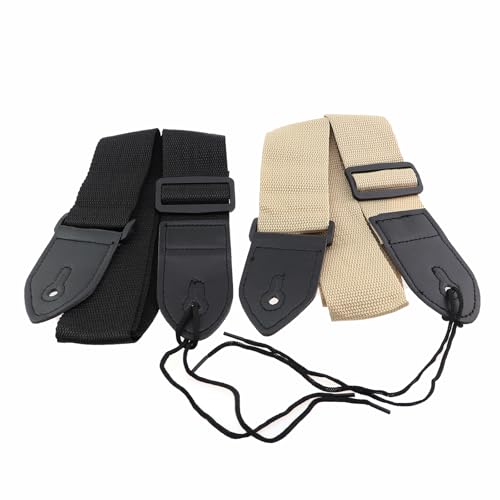 2 Pack Adjustable Guitar Strap, Black & Khaki, 80-138cm/31-54inch, PP & Polyester, Buckle Style, Solid Color, Ukulele & Electric Guitar Compatible - Les Beatles, Paul McCartney, John Lennon, RIngo Starr, George Harrison 2 Pack Adjustable Guitar Strap, Black & Khaki, 80-138cm/31-54inch, PP & Polyester, Buckle Style, Solid Color, Ukulele & Electric Guitar Compatible