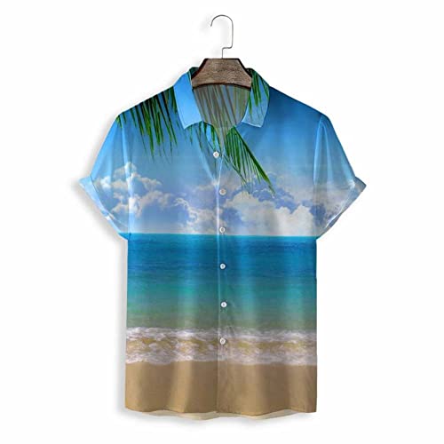 Funky Camisa Hawaiana, Patrón De Palmeras De Playa De Moda Camisa De Playa De Manga Corta Para Hombres Camisas Casuales De Verano Con Botones Estampado Tropical Camisa De Aloha De Fiesta De Vacacio Cover