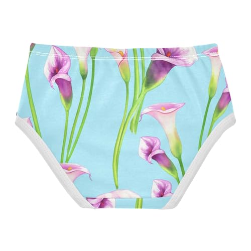 Cotton Toddler Underwear Floral Purple Floral Calla Lilies Green Blue Cute Panties Girl Print Briefs Undies Kids 2t2
