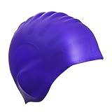 Swimming Cap Silicone Non-toxic Tasteless Swim Caps with 3D Ergonomic Design Ear Pockets and Great High Elasticity for Teenagers Women With Short Hair and Adults Keeps Hair Clean Ear Dry (Violet)