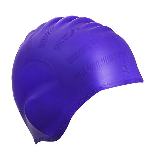 Swimming Cap Silicone Non-toxic Tasteless Swim Caps with 3D Ergonomic Design Ear Pockets and Great High Elasticity for Teenagers Women With Short Hair and Adults Keeps Hair Clean Ear Dry (Violet)