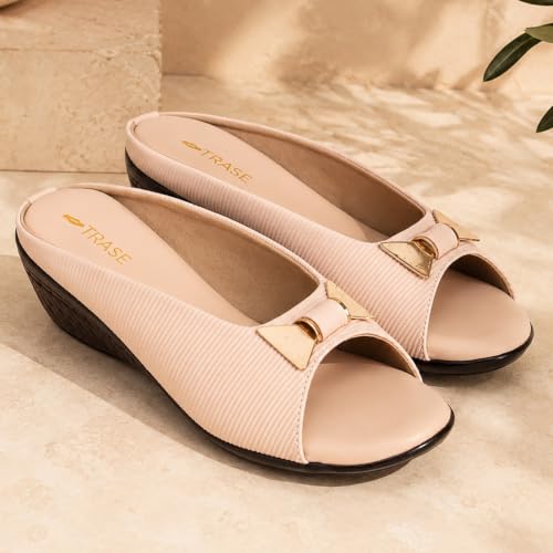 Image of TRASE Women's Fashion Sandals | Faux Leather Comfortable and Stylish Wedges | For Casual Wear & Formal Wear Occasions | For Women & Girls