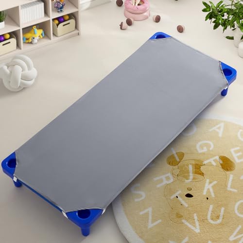 Image of Horbaunal 2 Pack Grey Cot Sheets for Daycare, 23 inch x 51 inch | Daycare Cot Sheets, Microfiber Fitted Cot Cover, for Preschool Kids Nap Time, Daycare Essentials