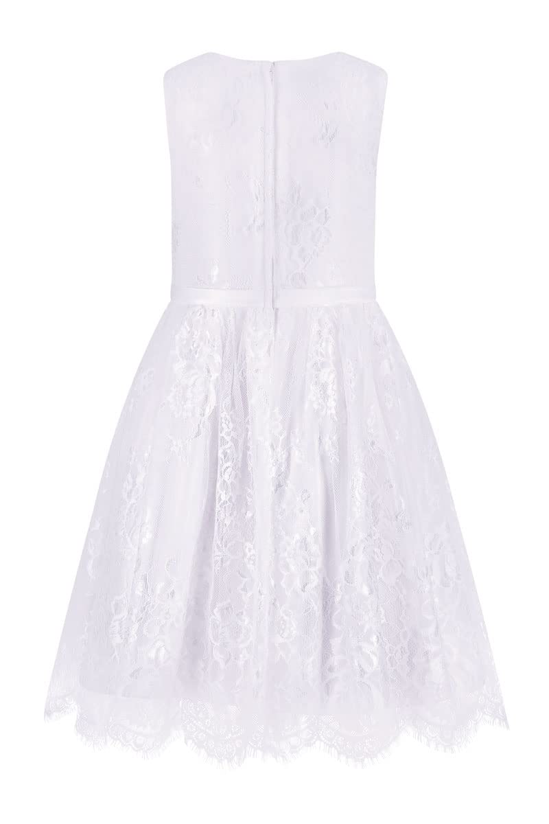 Maila Taufkleid Kommunionkleid weiß Kleid aus feiner Spitze Blumenmädchen Partykleid Festkleid Hochzeitskleid Mädchen Brautjungfer Prinzessin Kleid