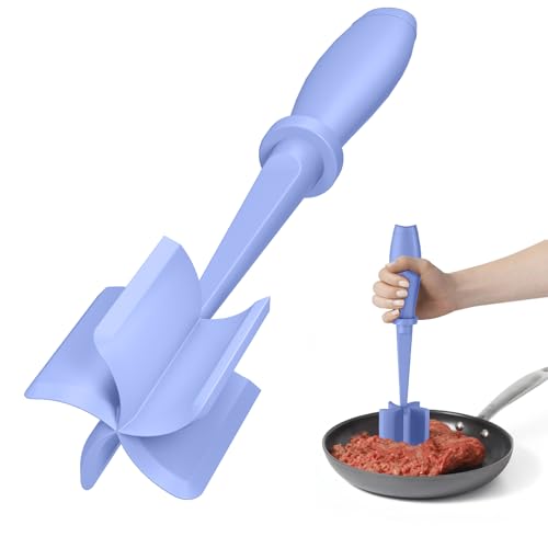 Meat Chopper, Hamburger Grinder, Premium Heat Resistant Smasher for Ground Beef, Burger Grinder Nylon Potato Mix Tool-Purple
