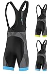 FDX Cycling Bib Shorts Men’s - 3D Gel Padded Bicycle Tights with Mesh Straps, Silicon Leg Grippers - Breathable, Quick Dry Summer Classic Racing Apparel - Better Fit and Performance (Blue-XL)