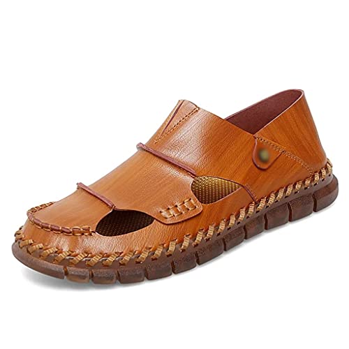 Leather Sandals Men Men's Sandals Outdoor Beach Hiking Slip-On Trekking Leisure Non-Slip Slippers(40)