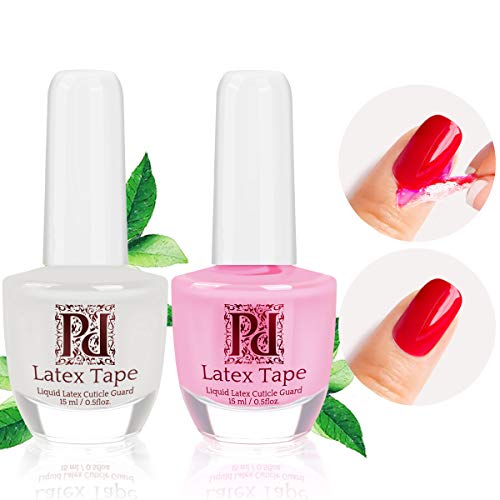 PrettyDiva Liquid Latex for Nails - 2PC Fast Drying Peel off Nail Polish Barrier Cuticle Guard Skin Barrier Protector Latex Tape for Nail Art