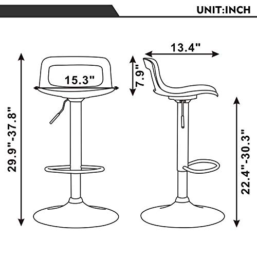 Thksbought Set Of 4 Modern Bar Stools Plastic Adjustable Counter Height Swivel Stool (Matte White) #TOP2