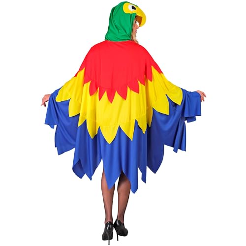 W WIDMANN MILANO Party Fashion - Kostüm Papagei, Poncho mit Kapuze, Vogel, Tierkostüm, Faschingskostüme