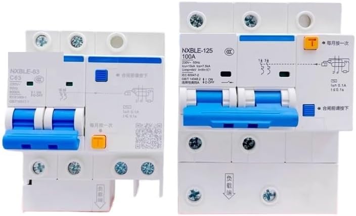 NXBLE 100MA 0.1A RCBO Residual Current Operated Circuit Breaker Thermal Magnetic Switch NXBLE-63 NXBLE-125 32A 63A 125A(25A)