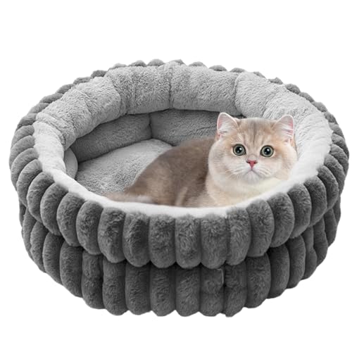 BAIFULAI Katzenbett flauschig, Katzenbetten, weiches rundes Hundebett, katzenschlafplatz, Waschbares, Angstlösendes, Rutschfester Unterseite, Katzen...
