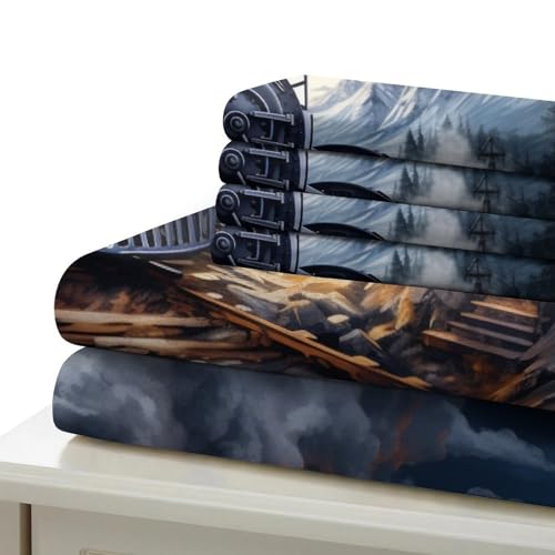 Housse de couette train 3D anti-transpiration pour lit king size - 6