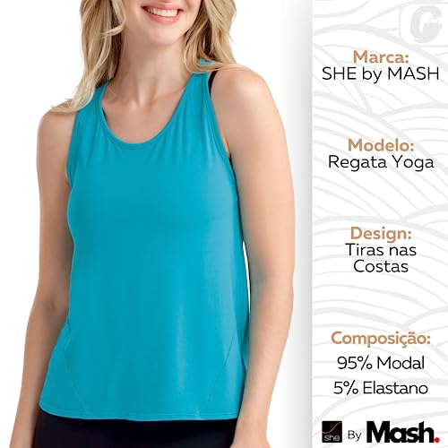 Blusa Regata Modal Tiras Costa Yoga She by Mash Feminino Adulto | Azul | M