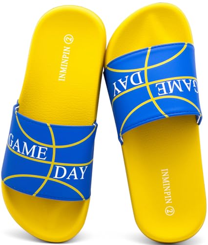 Image of INMINPIN Kids Boys Girls Ball Sprots Slides Sandals Ultra Comfortable Beach Pool Shower Shoes House Slide Indoor Outdoor for Sports Fan